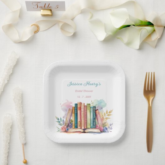 Whimsical Ein Neues Kapitel Buch Brautparty Pappteller (Hochzeit)