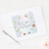 Whimsical eine kleine Liebe Bug Rainbow Danke Quadratischer Aufkleber (Umschlag)