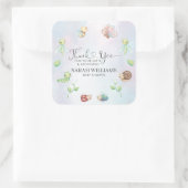 Whimsical eine kleine Liebe Bug Rainbow Danke Quadratischer Aufkleber (Tasche)