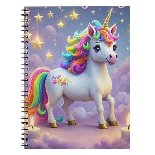 Whimsical Einhornheft mit Regenbogenstern Notizblock (Vorderseite)