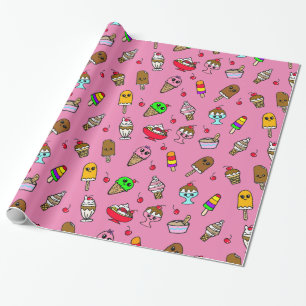 Whimsical Eiscreme und Kirschen Geburtstag Geschenkpapier