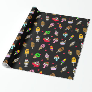 Whimsical Eiscreme und Kirschen Geburtstag Geschenkpapier