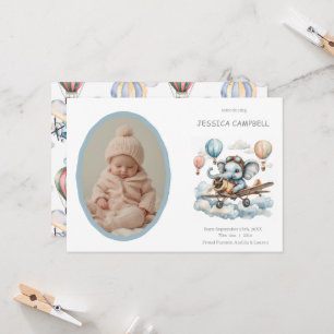 Whimsical-Elefanten-fliegendes-Baby-Geburtsankündi Einladung