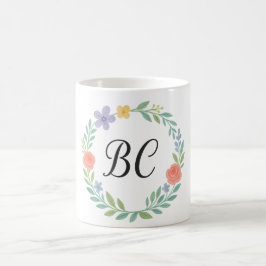 Whimsical Elegance Floral Monogram Kaffeetasse