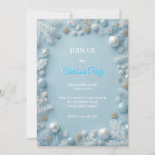 Whimsical Elegance White & Blue Weihnachten Einladung (Vorderseite)