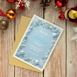 Whimsical Elegance White & Blue Weihnachten Einladung