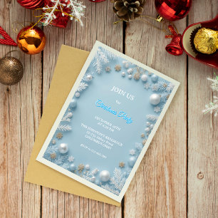 Whimsical Elegance White & Blue Weihnachten Einladung