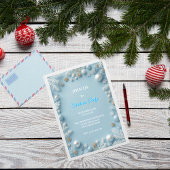 Whimsical Elegance White & Blue Weihnachten Einladung