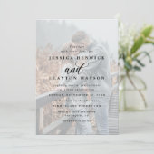 Whimsical Elegant 4 Foto Vellum Overlay Wedding Einladung (Stehend Vorderseite)