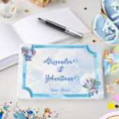 Whimsical Elegant Blueberry Gnome Baby Dusche Gästebuch