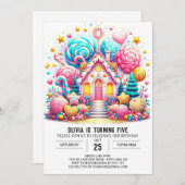 Whimsical Elegant Candyland Digitaler Geburtstag Einladung (Vorne/Hinten)