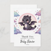 Whimsical Elegant Dragon Baby Shower Dankeskarte (Vorne/Hinten)