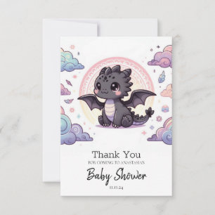 Whimsical Elegant Dragon Baby Shower Dankeskarte