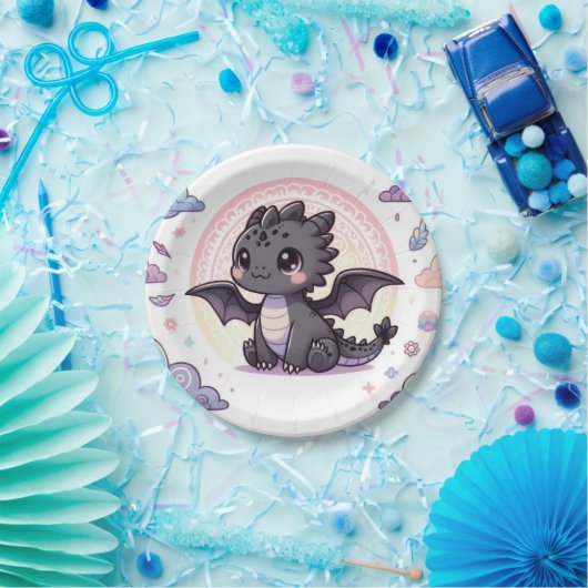 Whimsical Elegant Dragon Baby Shower Pappteller (Party)