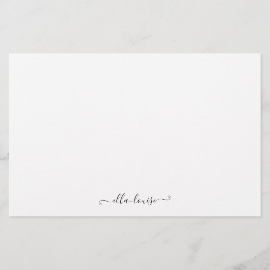 Whimsical Elegant Feminine Black Script Name Briefpapier (Vorderseite)