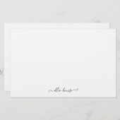 Whimsical Elegant Feminine Black Script Name Briefpapier (Vorne/Hinten)