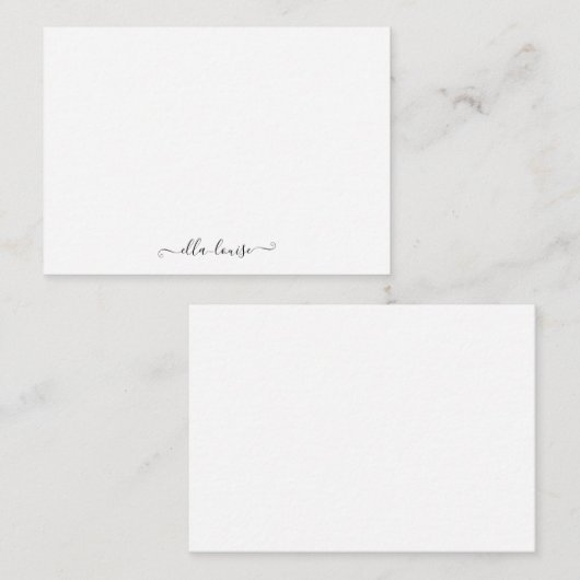 Whimsical Elegant Feminine Black Script Name Mitteilungskarte (Vorne/Hinten)