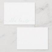 Whimsical Elegant Feminine Blue Script Name Mitteilungskarte (Vorne/Hinten)