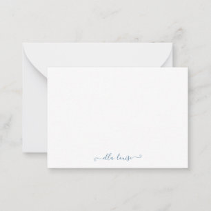 Whimsical Elegant Feminine Blue Script Name Mitteilungskarte