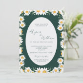 Whimsical Elegant Green Floral Border Wedding  Einladung (Stehend Vorderseite)