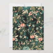 Whimsical Elegant Green Pink Floral Baby Dusche Einladung (Rückseite)