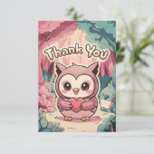 Whimsical Elegant Owl Dankeskarte (Stehend Vorderseite)