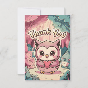 Whimsical Elegant Owl Dankeskarte