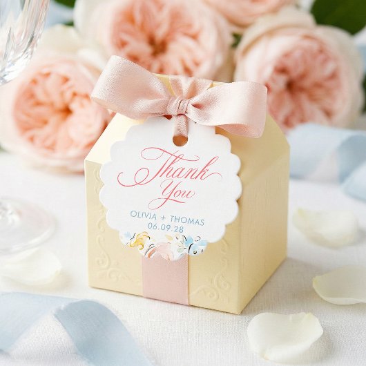 Whimsical Elegant Pastel Flowers Wedding Thank You Geschenkanhänger