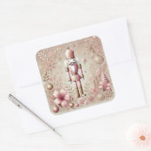 Whimsical Elegant Pink and Gold Pastel Nutcracker  Quadratischer Aufkleber (Umschlag)