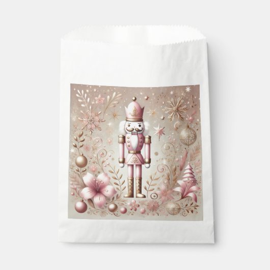 Whimsical Elegant Pink & Gold Pastel Nutcracker Geschenktütchen (Vorderseite)