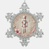 Whimsical Elegant Pink & Gold Pastel Nutcracker Schneeflocken Zinn-Ornament (Vorderseite)