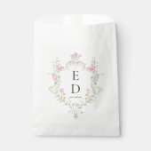 Whimsical Elegant Rococo Floral Crest Monogram Geschenktütchen (Vorderseite)
