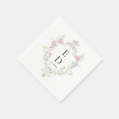 Whimsical Elegant Rococo Floral Crest Monogram Serviette (Ecke)