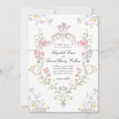 Whimsical Elegant Rococo Floral Crest Wedding Einladung (Vorderseite)