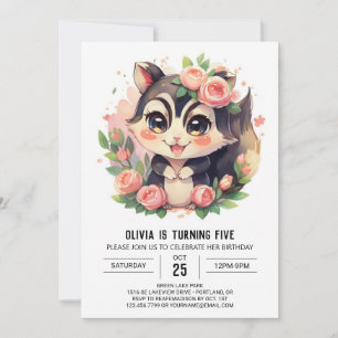 Whimsical Elegant Skunk Geburtstag Einladung