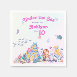 Whimsical Elegant Sweet Under the Sea Mermaid  Serviette