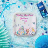 Whimsical Elegant Under the Sea Mermaid Square Pappteller (Party)