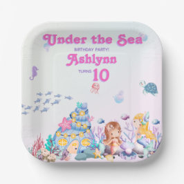 Whimsical Elegant Under the Sea Mermaid Square Pappteller