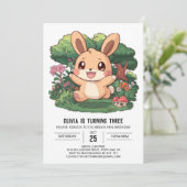 Whimsical Elegante Bunny Einladung (Stehend Vorderseite)