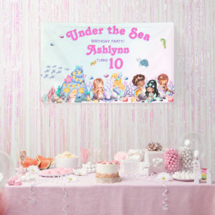 Whimsical & Elegante süße Kawaii Meerjungfrau Gebu Banner