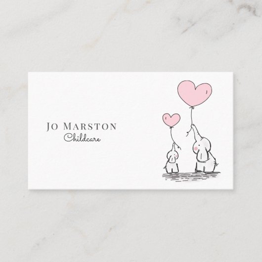 Whimsical Elephans Childcare Business Card Visitenkarte (Vorderseite)