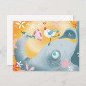 Whimsical Elephant and Bird Postkarte (Vorne/Hinten)