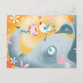 Whimsical Elephant and Bird Postkarte (Vorderseite)