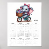 Whimsical Elephant auf einem Fahrrad 2025 Wall Cal Poster (Vorne)