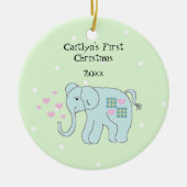 Whimsical Elephant Baby's First Christmas Keramik Ornament (Vorne)