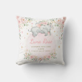 Whimsical Elephant Blush Pink Floral Twinkle Stars Kissen (Vorderseite)
