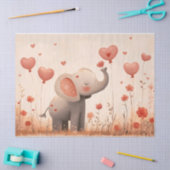 Whimsical Elephant Calf Valentine Decoupage Seidenpapier (Basteln)