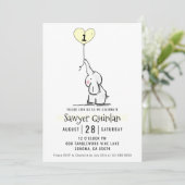 Whimsical Elephant Einladung zum ersten Geburtstag (Stehend Vorderseite)