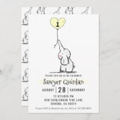 Whimsical Elephant Einladung zum ersten Geburtstag (Vorne/Hinten)