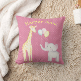 Whimsical Elephant & Giraffe Kinderzimmer Throw Ki Kissen